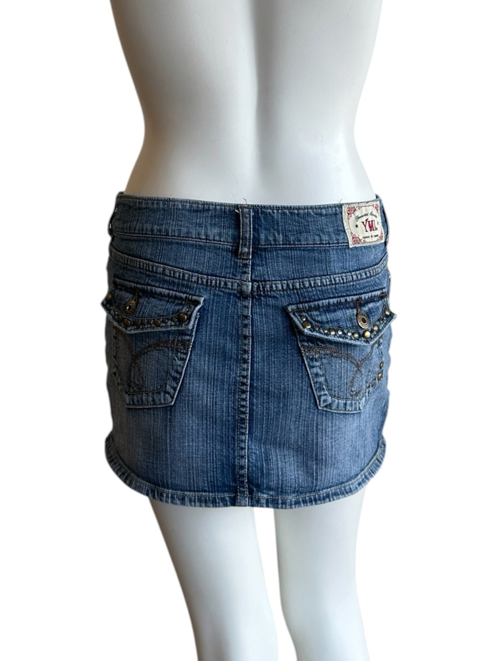 Vintage y2k denim mini skirt studded YMI
